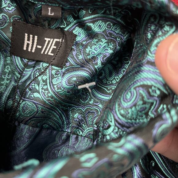 Hi-Tie Jacquard Paisley Button Up Shirt Men’s L Short Sleeve Made W/Tie Material - Picture 5 of 10